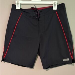 Florence Marine X Burgee Gamma Boardshorts in black with red piping size 29